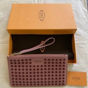 NIB Tod’s Dark Pink Wristlet/Wallet/Clutch Bag